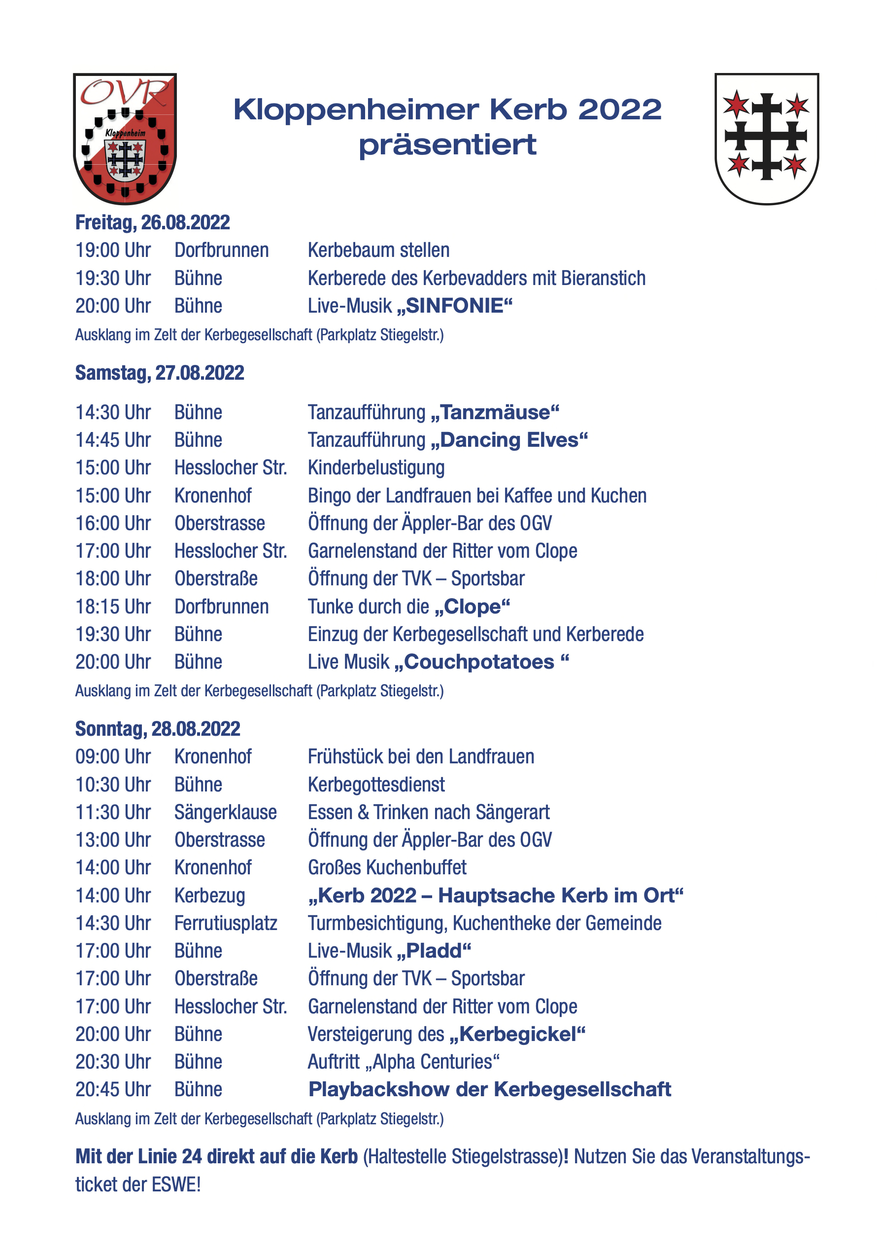 Kerbeprogramm 2022 Kloppenheimer Kerb 2023